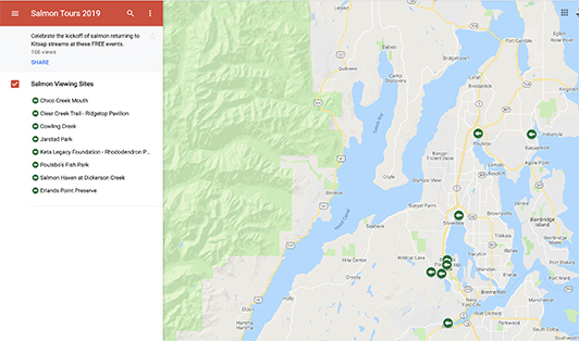 Google Map of Salmon Viewing Areas.